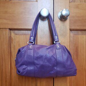 Purple Club Monaco Genuine Leather Shoulder Bag Eggplant Doctor Bag